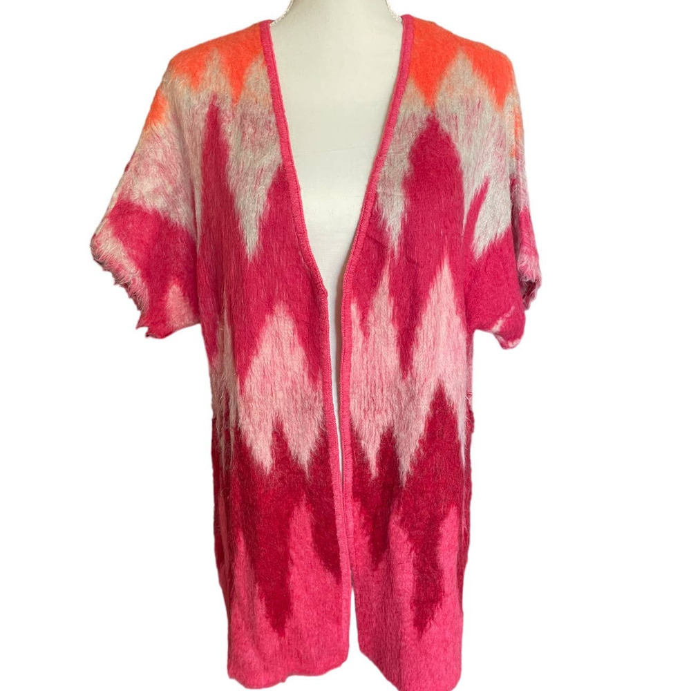 Cecilia Prado Womens Anthro Open Front Cardigan Sweater Short Sleeve Size XS Red